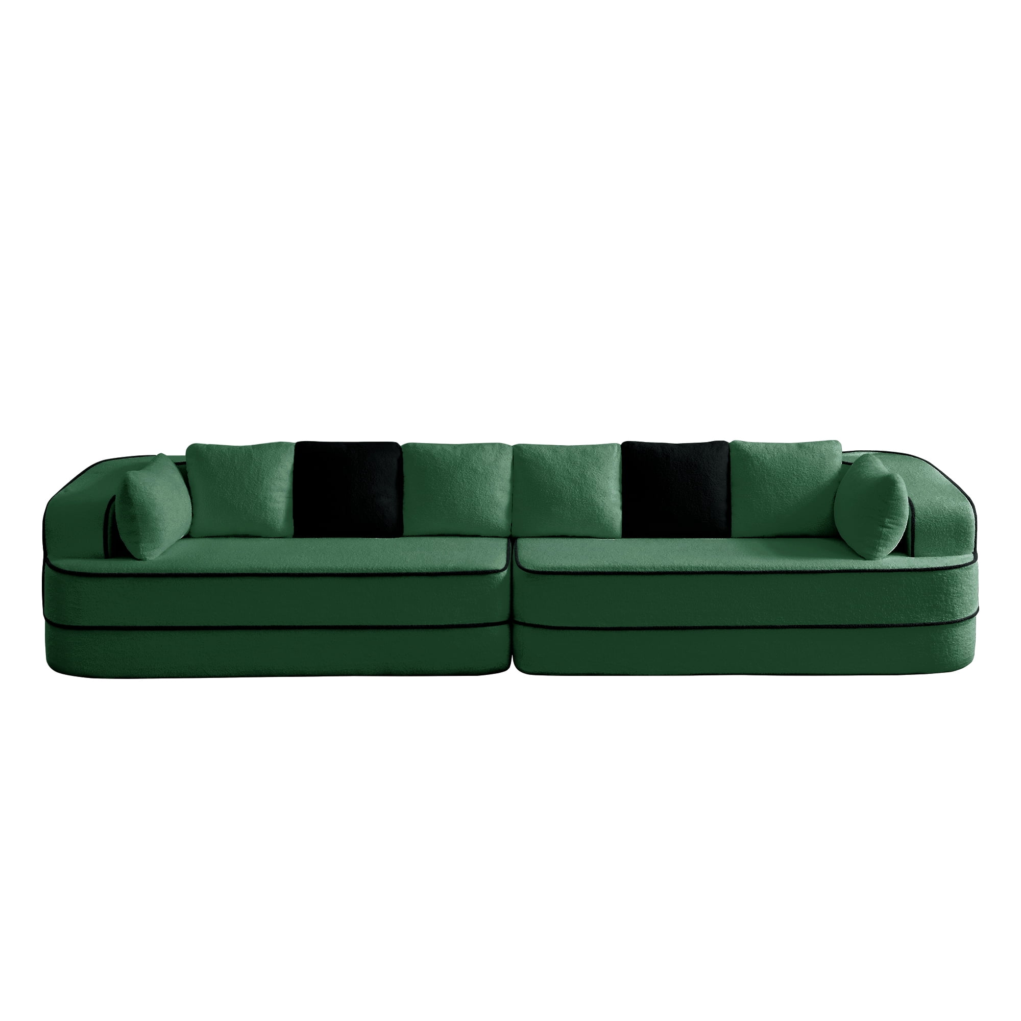 Aukfa 135" 4-Seater Modular Sofa for Living Room, 29" Deep Seat, Plush Teddy Velvet, Green
