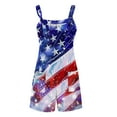 thumbnail image 4 of QATAINLAV 4th of July Overalls, USA Flag Print Jumpsuit Womens Casual Short Playsuit Lightweight Linen Going Out Sports Romper with Pockets Blue XXL Mother's Day Gifts, 4 of 6