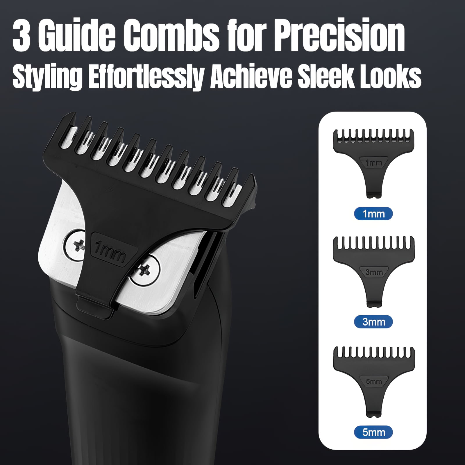 Beard Trimmer, 3 in 1 Hair Clippers and Mens Grooming Kit, Face, Nose, Ear Hair Trimmer - Black