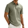 thumbnail image 6 of GrmtClth Men's Polo Shirt with Chest Pocket Short Sleeve Solid Color Business Casual Regular Fit Classic Work Tops 2026 Army Green 3XL, 6 of 7