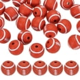 thumbnail image 1 of 25-Pack Cuentas de Balón Deportivo 12mm Marrón Rojo Redondas Sueltas de Goma Rugby para Manualidades/ Pulsera/ Collar, 1 of 7