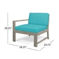 thumbnail image 6 of Faviola Ana Outdoor 3 Seater Acacia Wood Sofa Sectional with Cushions, Light Gray and Teal, 6 of 11
