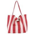 thumbnail image 4 of Bolso de hombro para mujer, bolso de viaje, bolso a rayas, para verano, fiesta al aire libre, vacaciones Raya Ancha Roja, 4 of 8