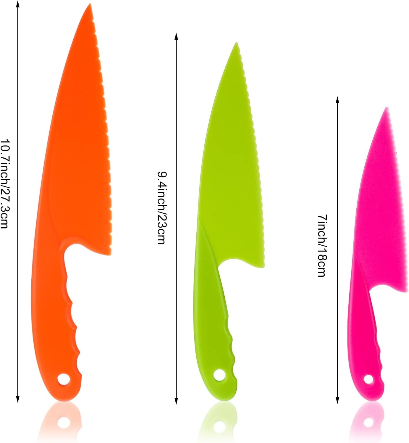 Topboutique Kitchen Safety Knives for Kids, Children's Cooking Knives in 3  Sizes & Colors/Firm Grip, Serrated Edges for Vegetables, Fruits, Salad,  Cake 