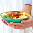 thumbnail image 4 of Cuenco redondo para comida con fideos, de doble capa, antiescaldaduras, para ollas calientes, salsas, sopas, arroz, ramen grande, de acero inoxidable, arcoíris, n.º 0, 4 of 4