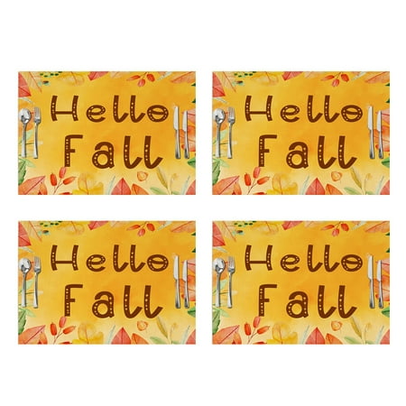 

4pcs Thanksgiving waterproof linen placemat holiday decoration table insulation mat