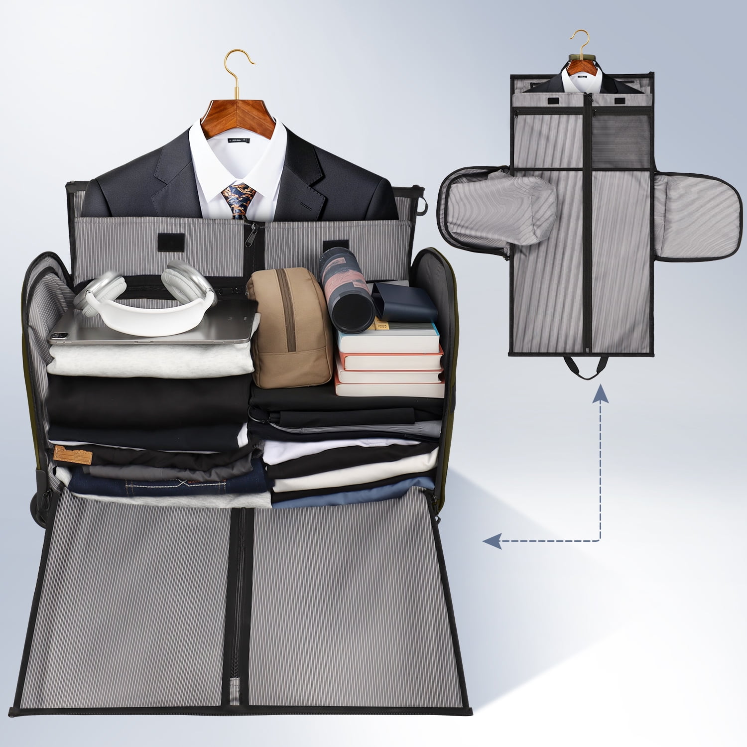 New York Xpress Convertible Rolling Garment Bag for Travel, with Wheels & Shoe Pouch, for Weekend & Business, Green, RG161