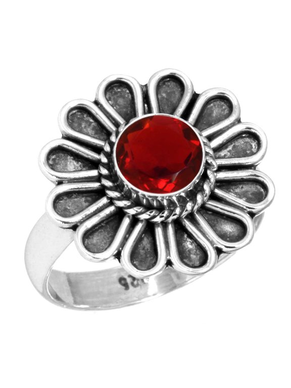 Ruby Simulated Women Jewelry 925 Sterling Silver Ring