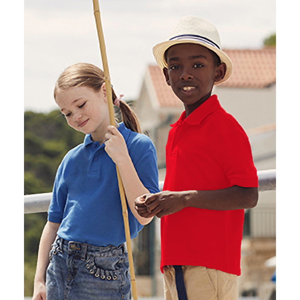 Fruit of the Loom Kids Pique Polo Shirt Top New 