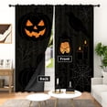 thumbnail image 2 of Lfeey 2 Panels Halloween Black Lantern Pumpkin Curtains 52x63 Inch, Crow Raven Spider Web Window Drapes for Kids Room, Rod Pocket, 2 of 7