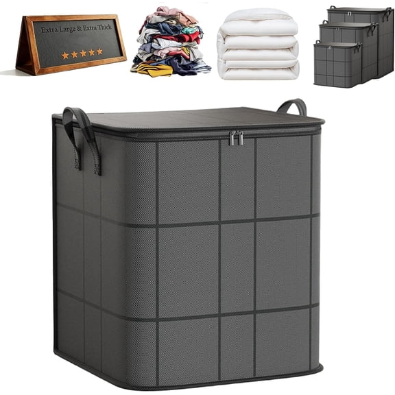XXl Foldable Storage Bag with Reinforced Handles, 180l storage bag, Extra Large Capacity Zippered Storage Bagsfor Quilts Clothes & Bedding for Moving Day, Closet &bedroom Use
