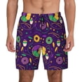 thumbnail image 2 of Picia Mardi Gras and Donuts pattern Mens Swim Trunks with Compression Liner Stretch Beach Shorts Quick Dry with Zipper Pockets No-Chafing Board Shorts-Large, 2 of 9