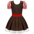 thumbnail image 6 of YEAHDOR Girls Gingerbread Man Cosplay Costume Chip Cookie Sequins Leotard with Tutu Skirt Princess Dancewear Coffee 6, 6 of 7