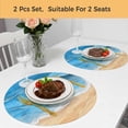 thumbnail image 5 of Blue Coastal Beach Round 13 Inch Placemats Set of 2, Summer Nautical Ocean Beige Seaside HeatResistant Non Slip Place Mats for Dining Table, Wipeable Braided Kitchen Table Mats for Housewarming, 5 of 9