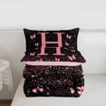 thumbnail image 5 of jejeloiu Pink Personalized Monogram H Twin Comforter Sets For Girls,Chic Glitter Print Initial Design Bedding Set For Kids,Pink Reversible,2pcs, 5 of 7
