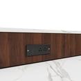 thumbnail image 4 of 80-inch Expandable Kitchen Island with Dining Table, Marble-Grain Countertop with Power Outlet, Mobile Storage Cart with Cabinet & 2 Drawers, Walnut Finish Kitchen Prep Table, 4 of 24