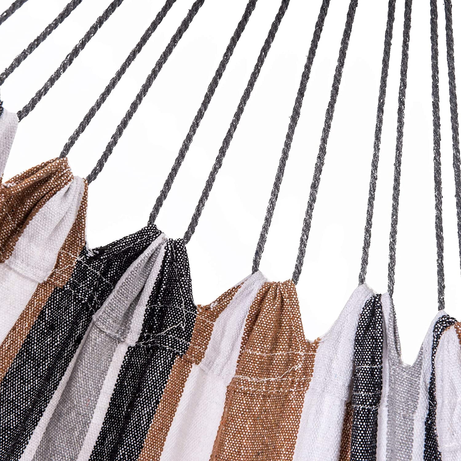 Cotton Camping Hammock Classic Hammock with 9 ft Steel Stand Brown Striped 450 lb Capacity