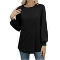 thumbnail image 2 of ClodeEU Women's Long Sleeve Round Neck T Shirts , Casual Loose Tops and Blouses Black,Womens Plus S, 2 of 8