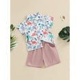 thumbnail image 3 of Coduop Toddler Baby Boys 2Pcs Outfit Set,Short Sleeve Lapel Shirt and Shorts Two-Piece Clothes Set, 3 of 9