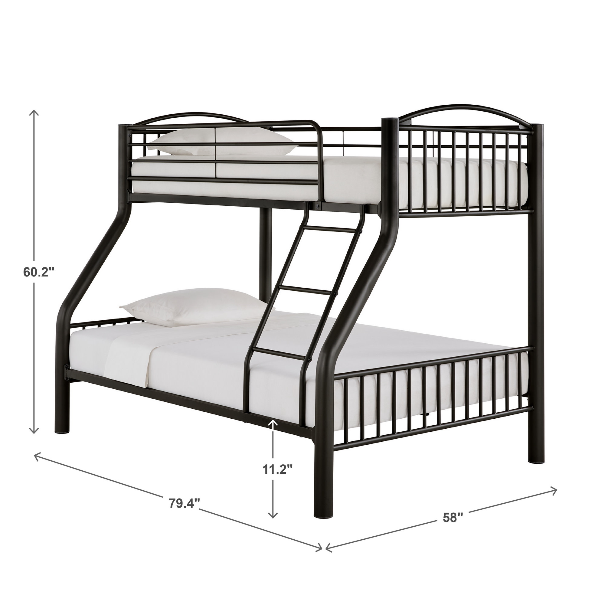 Weston Home Visalia Kids Metal Twin over Full Bunk Bed, Black