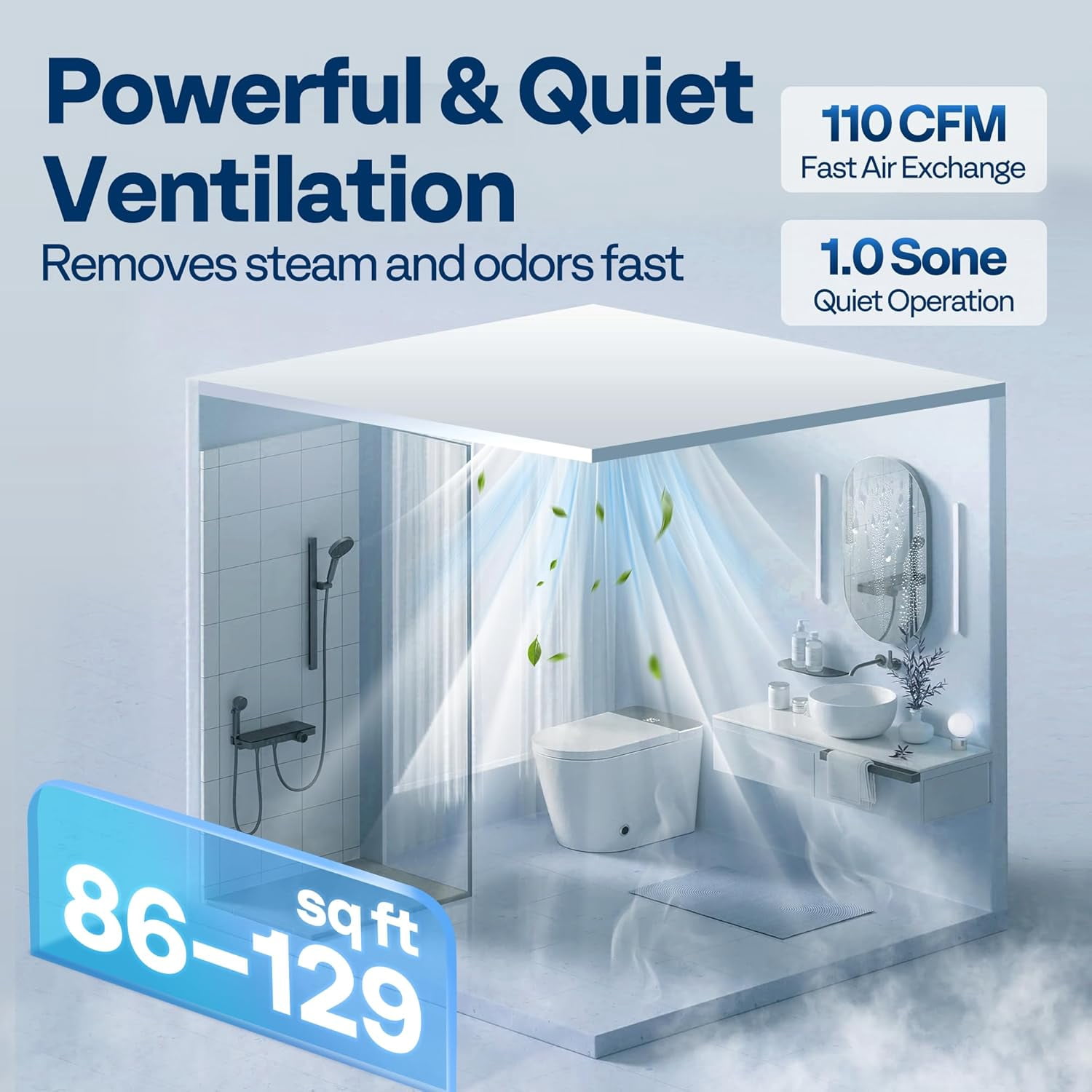 SPECSTAR AutoFlow Bathroom Exhaust Fan with Humidity Sensor 110CFM - Energy-Saving EC Motor,10.2-inch Ceiling Retrofit Bath Fan, No Attic Access Needed(Install Kit, 4-in Duct Included)