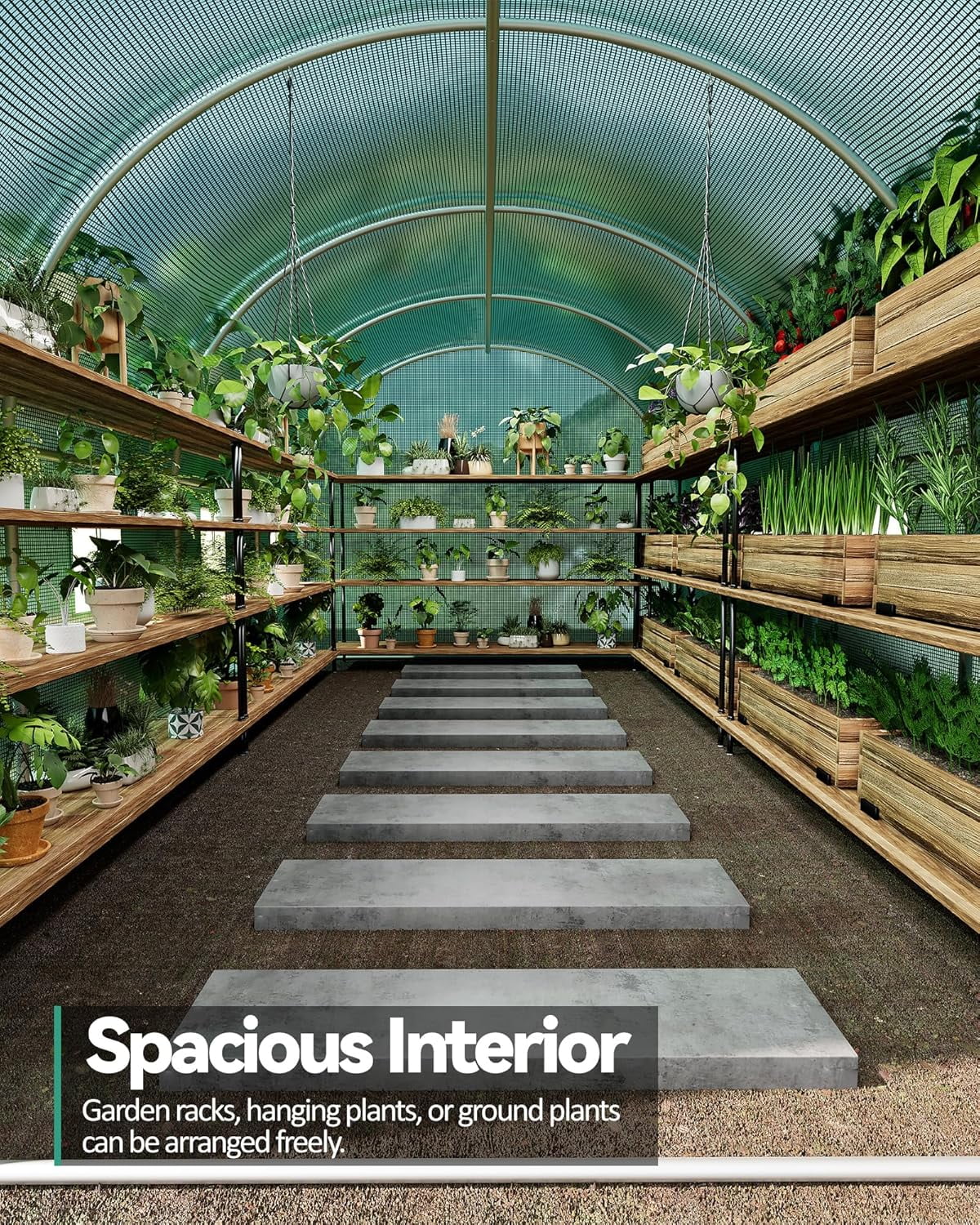 Large Greenhouse,15x6.5x6.5ft Heavy Duty Outdoor Greenhouses,Walk in Tunnel Green House,Portable Plant Gardening with Zippered Doors and Window,Galvanized Steel Frame for Gardening