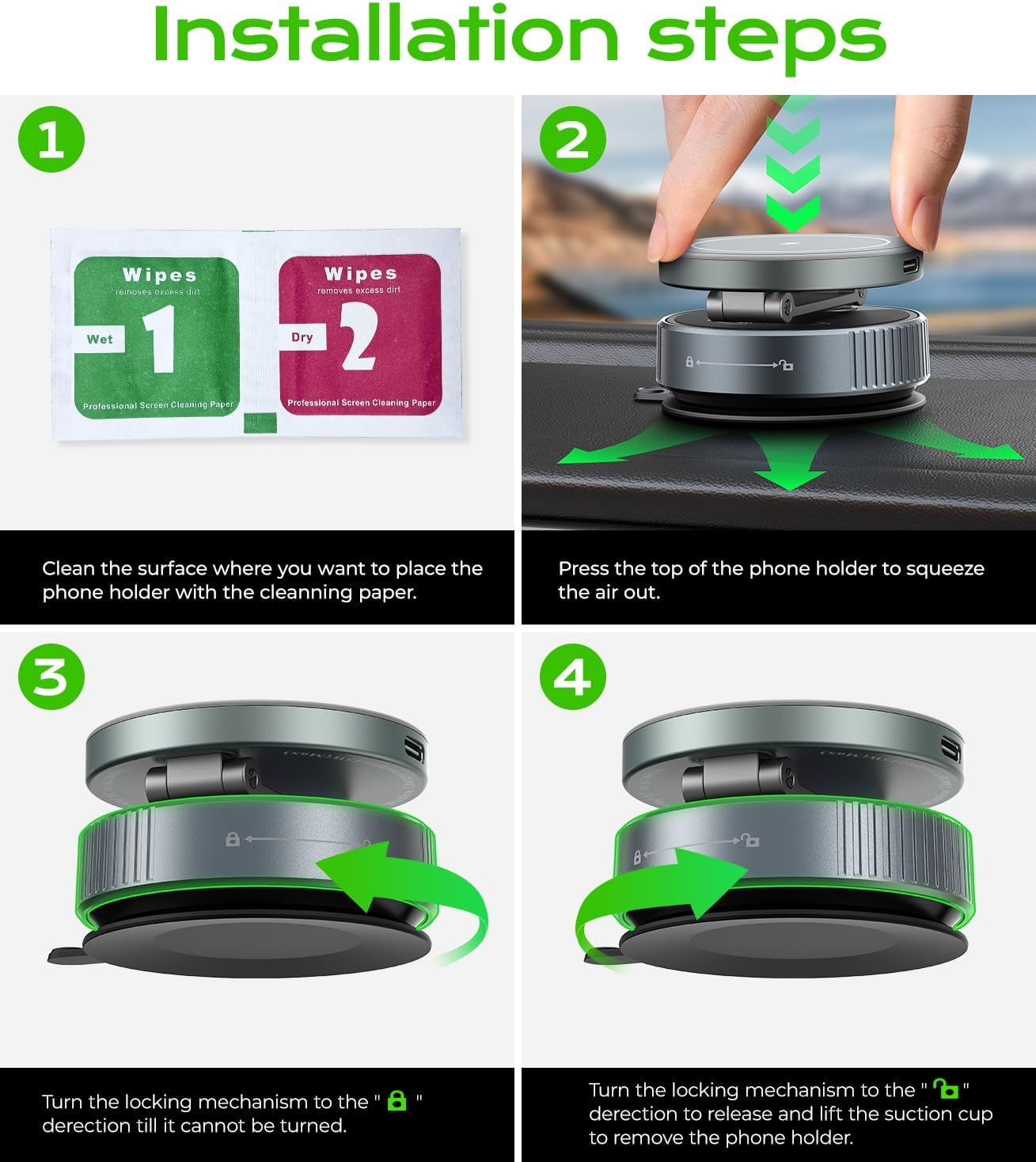 FHDFHD for MagSafe Car Mount Charger, 15W Wireless Charger Stand with Vacuum Suction Cup, Magnetic Phone Holder for Car, for iPhone 17 Pro Max 16-12 & Android, 360°Adjustable & Foldable Phone Stand