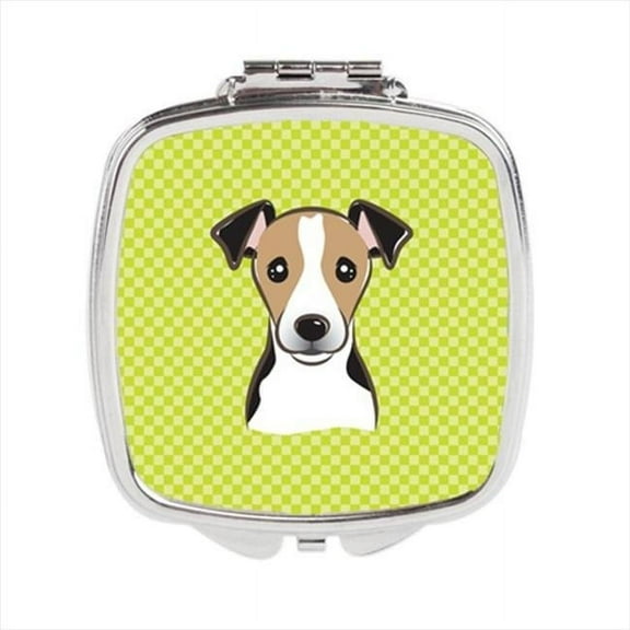 Carolines Treasures  Checkerboard Lime Green Jack Russell Terrier Compact Mirror - 2.75 x 3 x .3 In.