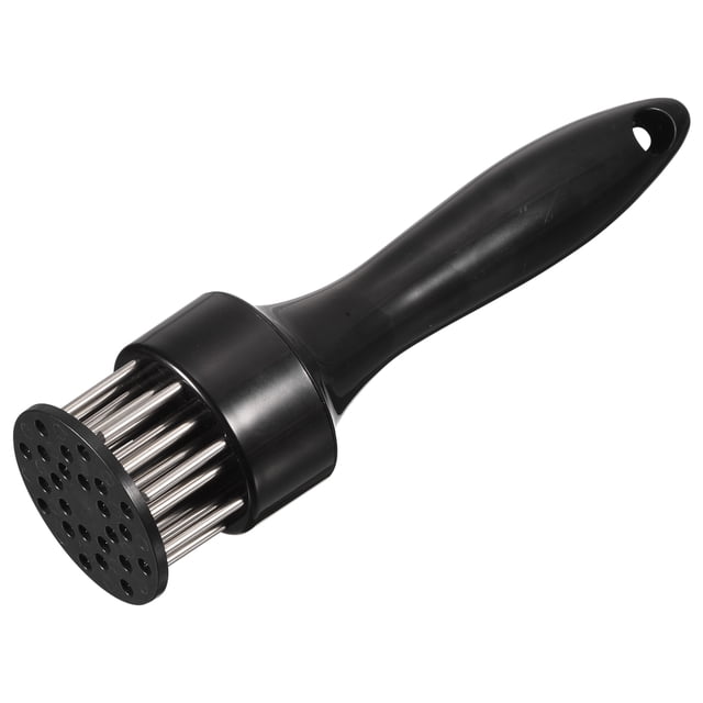 Uxcell Aplanador de Carne de Acero Inoxidable, Martillo de Carne con Clavos de Cocina con Mango de Plástico, Negro