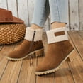 thumbnail image 3 of Winter Suede Mid Calf Boots for Women, Retro Heeled Ankle Booties with Side Zipper, Warm Comfortable Fall Footwear, 3 of 8