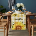 thumbnail image 2 of Sunflowers Table Runner - 60 Inch Long, Kitchen Dining Table Runner Dresser Scarves, Yellow Plaid Sunshine Vintage Country Bee Farmhouse Decor for Coffee Tables Wedding Party Banquet, 2 of 8