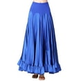 thumbnail image 2 of YM YOUMU Women Elastic Waist Satin Ruffle Ballroom Skirt Modern Dance Swing Waltz Tango Dancewear, 2 of 3