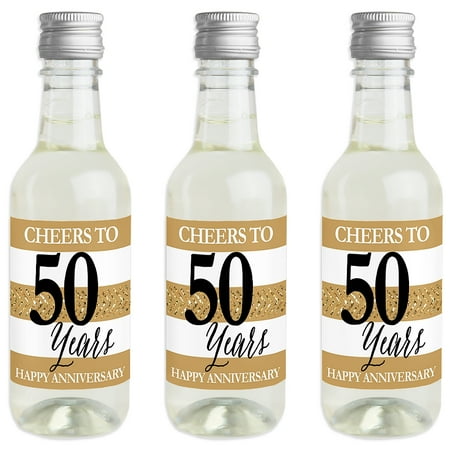 50th Anniversary Card Box We Still Do - 50th Wedding Anniversary - Mini Wine and Champagne Bottle Label Stickers - Anniversary Party Favor Gift ()