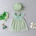 thumbnail image 3 of MANHUJI Newborn Girl Newborn Baby Summer Lace Butterfly Embroidery Print Baby Romper Short Sleeve Bodysuits for 0 To 1 Years Baby Sleepers 0-3 Months (Green,3-6 Months), 3 of 5
