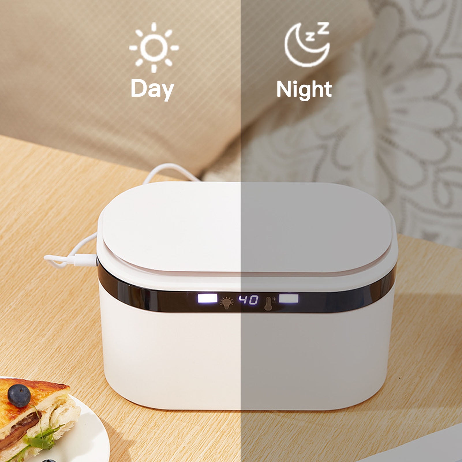 Xirurus Baby Wipe Warmer and Wet Wipes Dispenser with Night Light, White USB Powered Portable Constant Temperature Heater (8.5 x 5.5 x 4.3 inches / 21.5 x 14 x 11 cm)