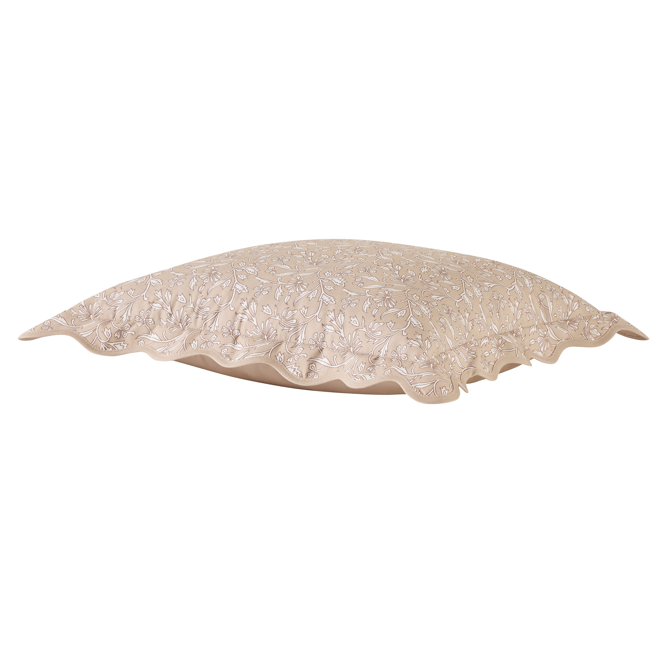 My Texas House Tan Floral Scallop 18" x 18" Outdoor Pillow