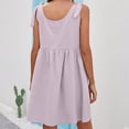 thumbnail image 6 of IROINNID Women's Sleeveless Solid Color Sundress Summer New Casual Bandage Doll Cotton And Linen Dress Round Neckline Knee-Length Dress, 6 of 9