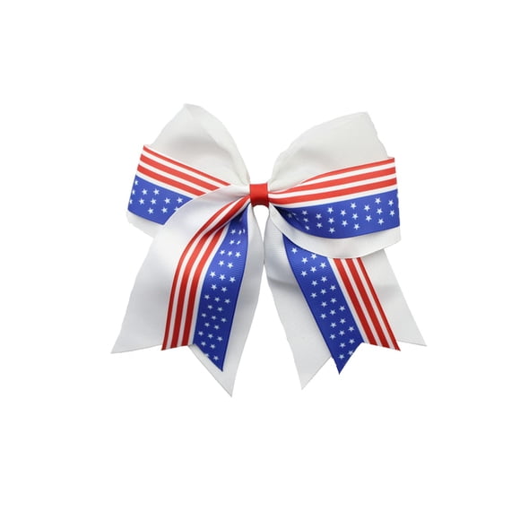 Bandera patriótica Cheer Bow Hair Rope Tie Ponytail Holder Cheerleader Girls JHN12 (-lazo blanco)