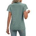 thumbnail image 2 of Gustave Ruffle Short Sleeve Tops for Women Eyelet Embroidery T Shirts Summer Casual Dressy Hollow V Neck Blouses "Green, S", 2 of 7