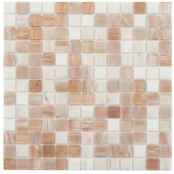 Apollo Tile Mingles 12 in. x 12 in. Glossy Beige and White Glass Mosaic Wall and Floor Tile (20 sq. ft./case) (20-pack)