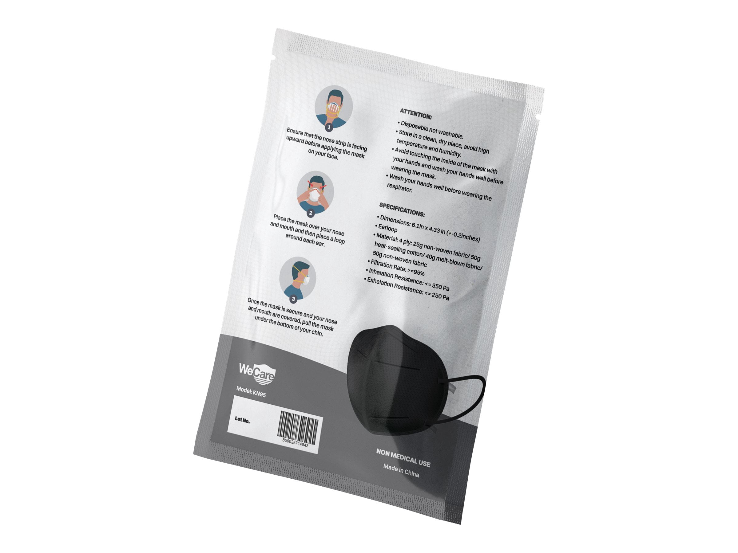 WeCare - Face mask - disposable - PM2.5 (pack of 60)
