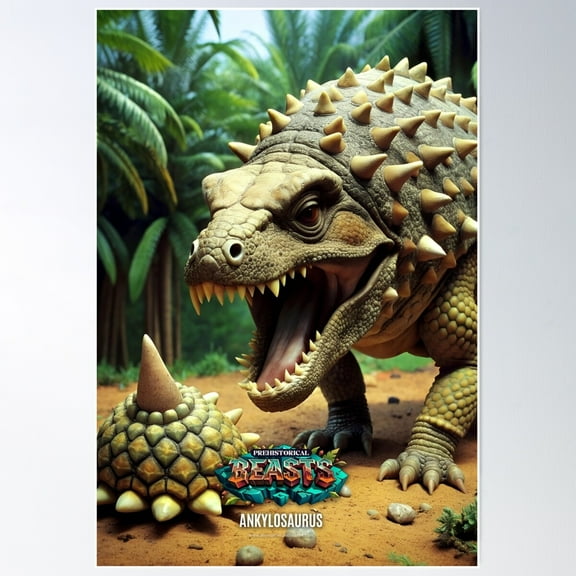 Ankylosaurus 01 - Dinosaurs Prehistoric Beasts Poster Wall Art, Modern Wall Decor For Living Room Bedroom, 8x12 UNFRAMED