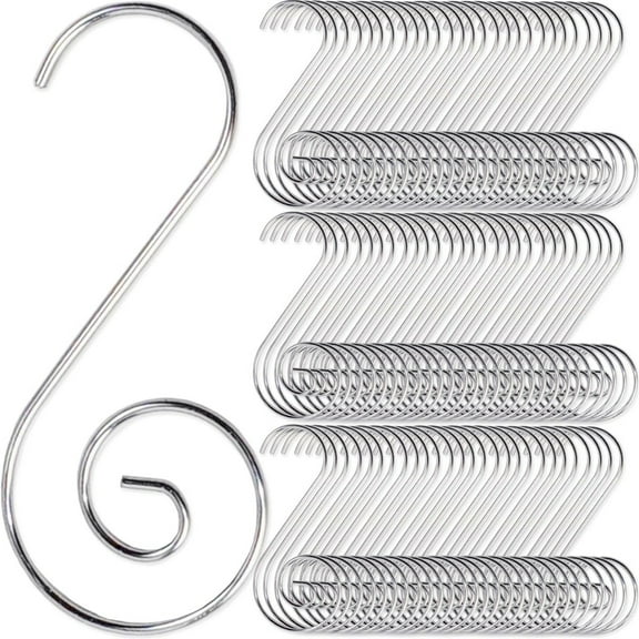 Christmas Hooks for Ornaments Christmas Decoration Metal Hangers Christmas Decorations for Home Christmas Decor Hanger S Shaped Hook For Christmas Stocking Christmas Ball Ornament, Silver