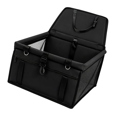 Foldable Small Dog Travel Basket with Mesh Side Panels and Tether Hook Pet Basket for Commutes and Road Trips