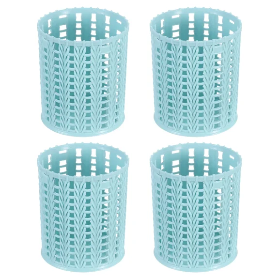 4 X Pencil Holder Plastic Pen Holder Cute Pencil Holders Mesh Blue