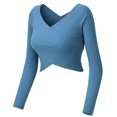 thumbnail image 1 of Ropa de yoga con espalda de belleza para mujer, Camiseta deportiva ajustada y transpirable con ombligo descubierto, Camiseta deportiva de manga larga para otoño e invierno, 1 of 5