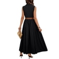thumbnail image 6 of Women Sleeveless Collared Shirt Maxi Dress, Button Front Waist Belted Wrap Long Dress, Solid Color Slim Fit Casual Commuter Sundress Black XXL(XXL), 6 of 8