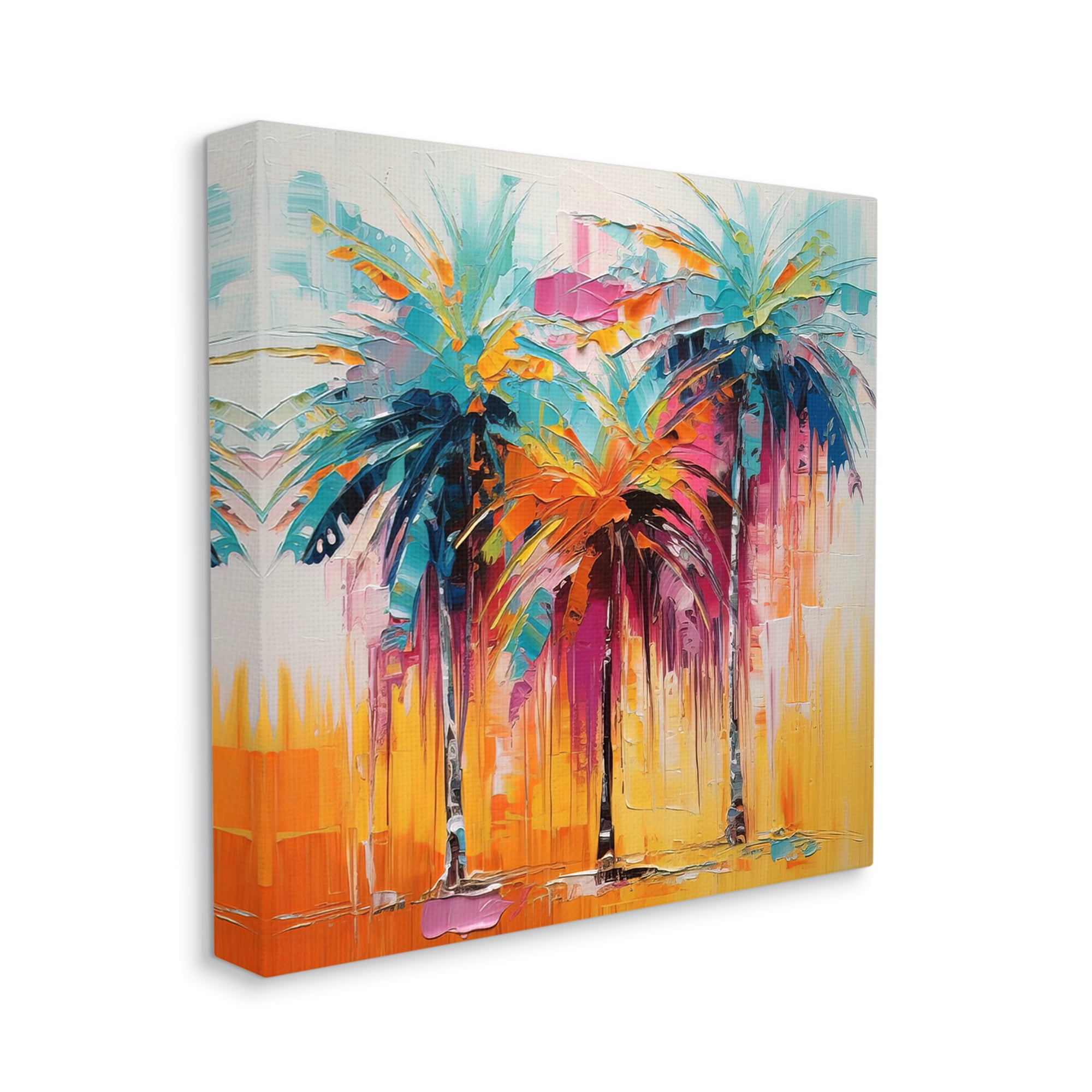 Stupell Industries Vivid Modern Palms Botanical & Floral Painting Gallery Wrapped Canvas Art Print Wall Art, 17 x 17