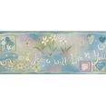 thumbnail image 1 of Coeurs Paix Fleurs Blanches et Rouges Vert sur Papier Peint Sarcelle Frontière pour les Enfants, Rouler 15' x 5,25'', 1 of 3