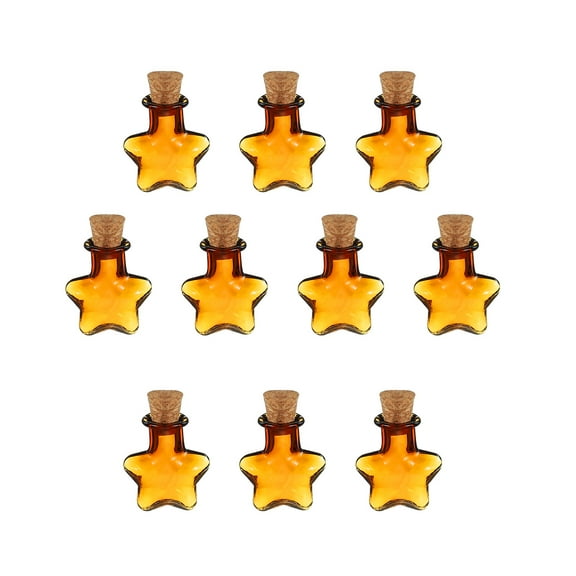 Uxcell 10 Pcs Mini Glass Bottles Pendants, 0.01oz/0.5ml Star Shaped Small Glass Jars with Cork Stoppers Wishing Bottles for DIY Crafts Party Wedding Decor Favors, Champagne